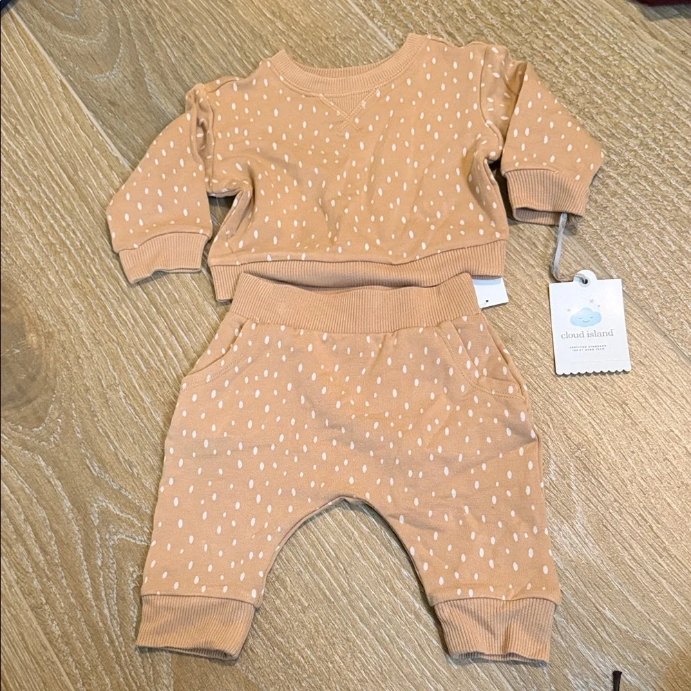 Cloud Island Baby Set in Tan and White NWT